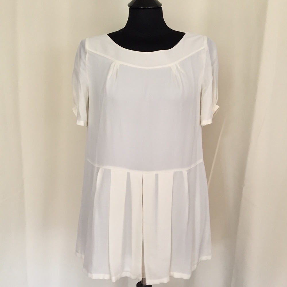 Coldwater Creek Cream Bow Back Swing Trapeze Top